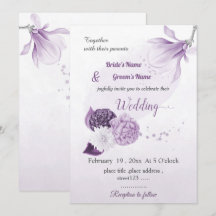 romantiskt lila blommor botaniskt bröllop