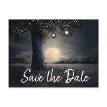 Romantiskt månljus och Lantern Träd Spara datumet