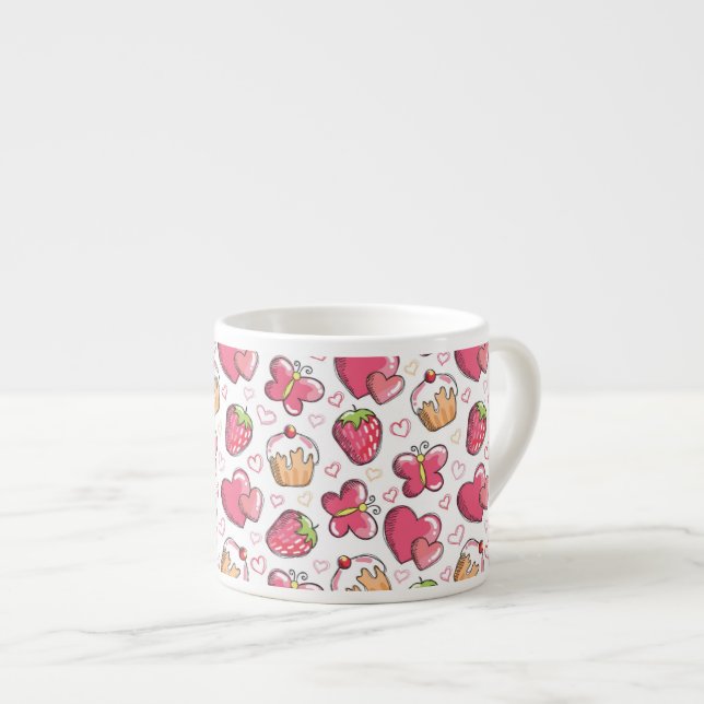 romantiskt matmönster espressomugg (Framsida höger)