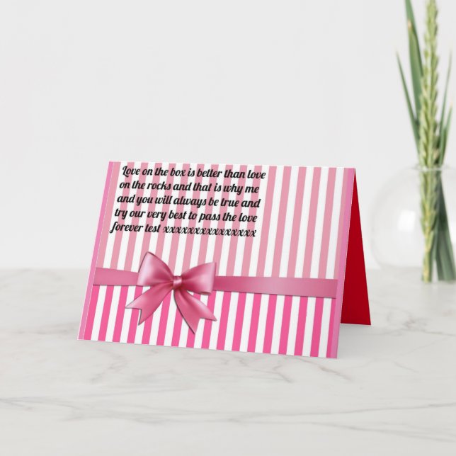 Romantiskt meddelande dikt på rosa låda med slingo (Framsida)