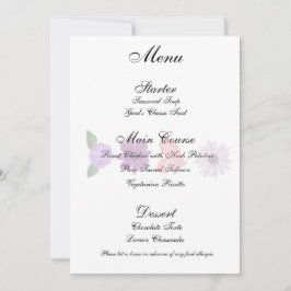 Romantiskt Meny Kort med Vilda Blommor och Fjärila