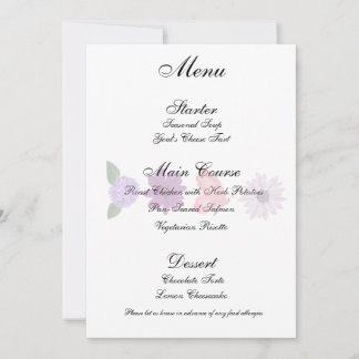 Romantiskt Meny Kort med Vilda Blommor och Fjärila