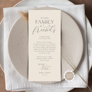 Romantiskt Middagsplatssättning Tackkort Program