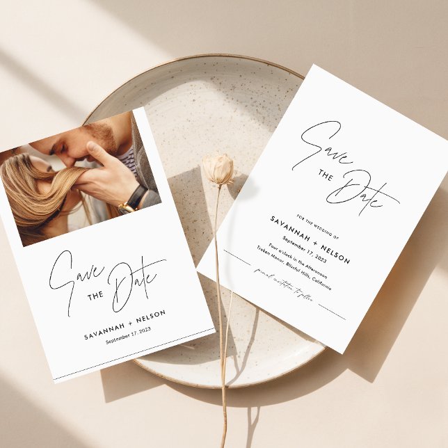 Romantiskt Minimalistiskt Foto Spara Datum Inbjudningar (Skapare uppladdad)