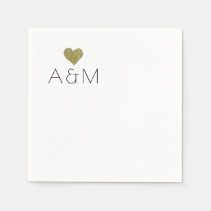 Romantiskt minimalistiskt monogram starkt pappersservett