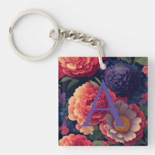 Romantiskt monogram för röd blommigt i elegantens