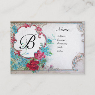 ROMANTISKT MONOGRAM, platina metalliskt papper,sil Visitkort