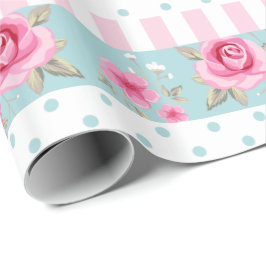 Romantiskt mönster för ro för för vintagerosor & presentpapper