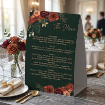 Romantiskt mörkgrönt blomsterarrangemang meny, Brö