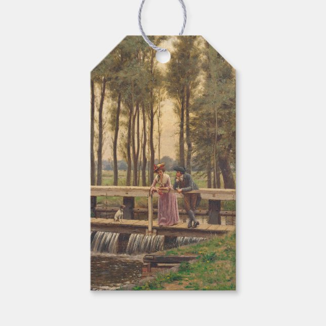 Romantiskt möte i Ställe (av Edmund Blair Leighton Presentetikett (Framsidan)