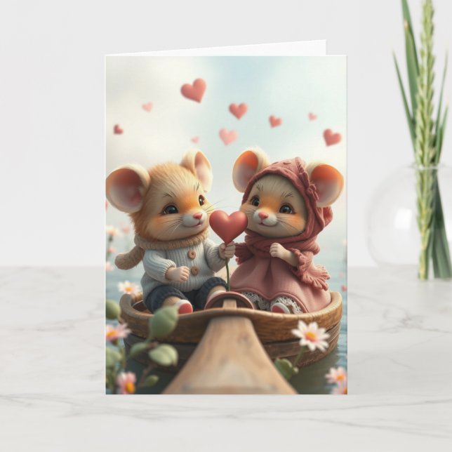 Romantiskt muskort tack kort (Framsida)