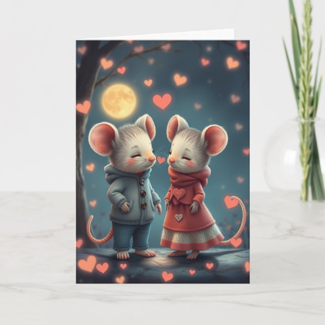 Romantiskt muskort tack kort (Framsida)