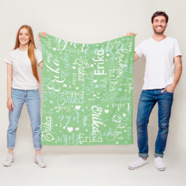 Romantiskt Namn och Cute Hearts upprepade gånger v Fleecefilt