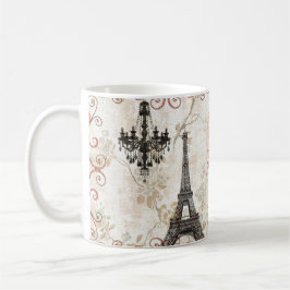 Romantiskt nedgånghöst lövParis Eiffel torn Kaffemugg