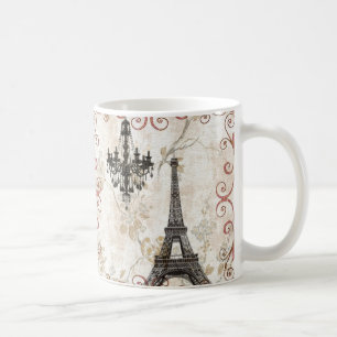 Romantiskt nedgånghöst lövParis Eiffel torn Kaffemugg