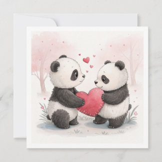 Romantiskt panda-kort julkort