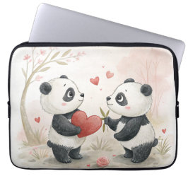 Romantiskt panda-kort laptop fodral