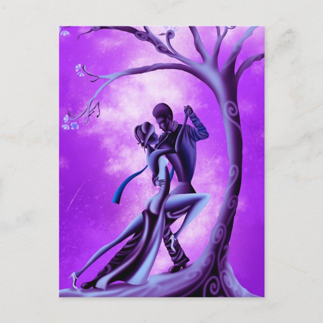 Romantiskt par dansar tango vykort (Framsida)