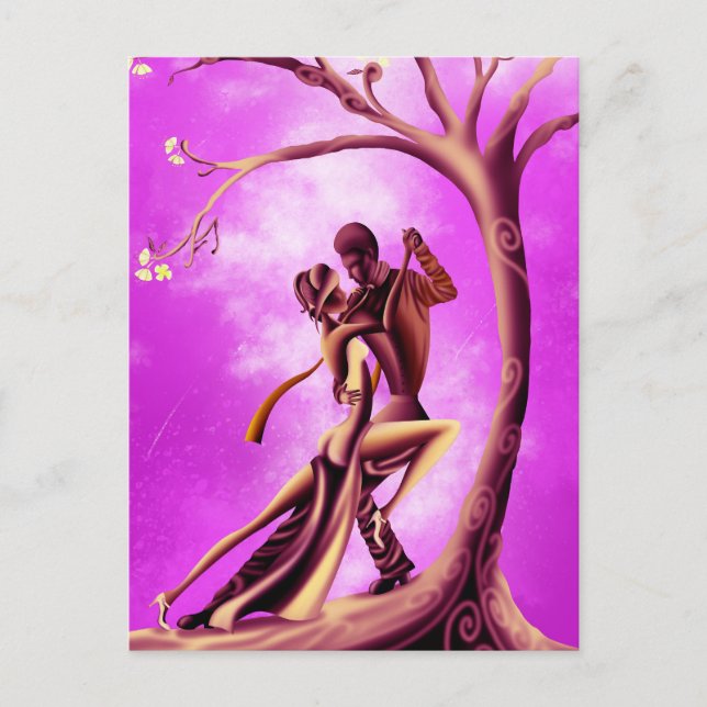 Romantiskt Par Dansar Tango vykort (Framsida)