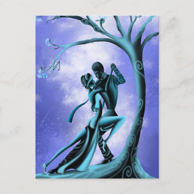 Romantiskt par dansar tango vykort (Framsida)