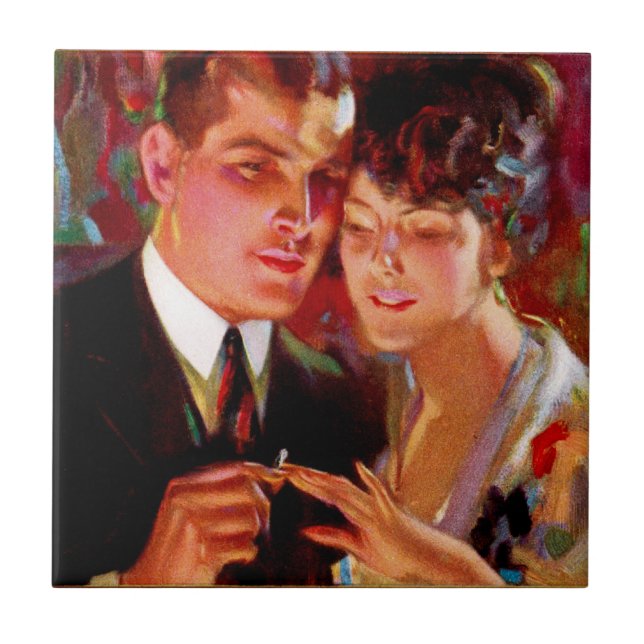 Romantiskt par från Ide Collars Ad Kakelplatta (Framsidan)