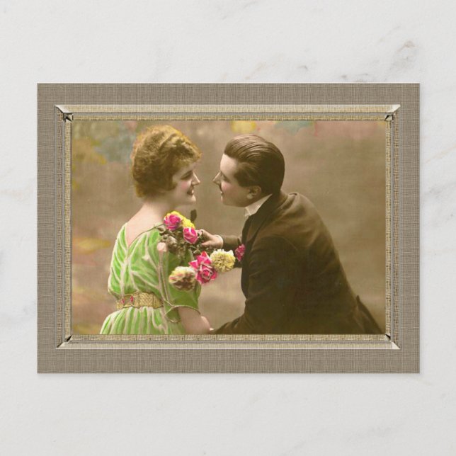 Romantiskt par - ge mig en kyss vykort (Framsida)