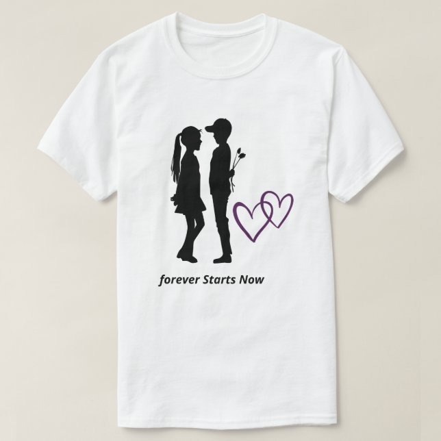 Romantiskt Par Hjärtan T-Shirt (Design framsida)