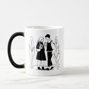 Romantiskt par Illustration Mugg minimalist Blac