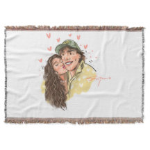 Romantiskt par Illustration Throw Blanket