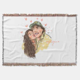 Romantiskt par Illustration Throw Blanket Filt