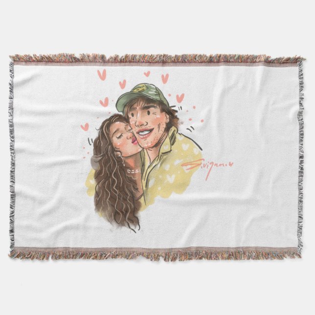 Romantiskt par Illustration Throw Blanket Filt (Framsidan)
