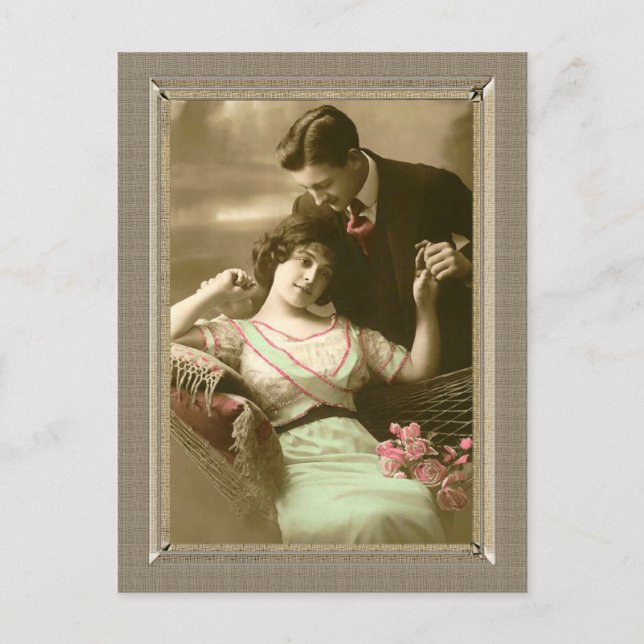 Romantiskt par - kärlek devotion vykort (Framsida)