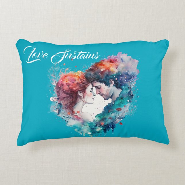 Romantiskt par Kärlek upprätthållains Prydnadskudde (Framsidan)