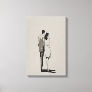 Romantiskt par Minimalistisk linjekonst Canvastryck