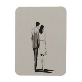 Romantiskt par Minimalistisk linjekonst Magnet