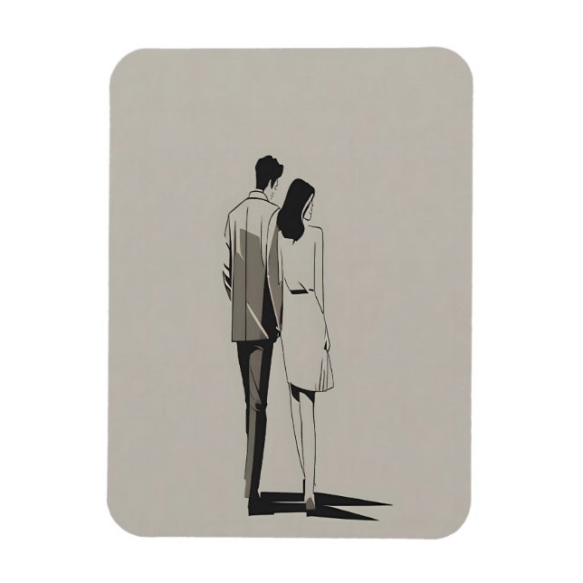 Romantiskt par Minimalistisk linjekonst Magnet (Vertikal)