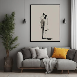 Romantiskt par Minimalistisk linjekonst Poster