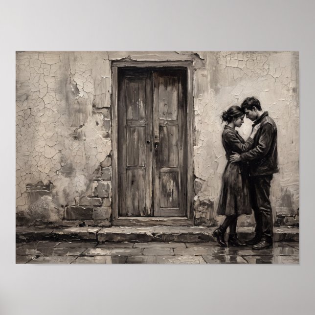 Romantiskt Par Omfamnar Målning Poster (Framsidan)