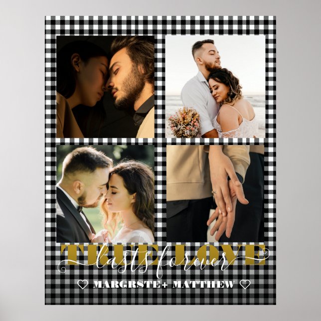 Romantiskt par sann kärlek 4 foto & citat  poster (Framsidan)