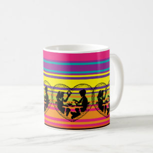 Romantiskt par Silhouette med hjärta Kaffemugg