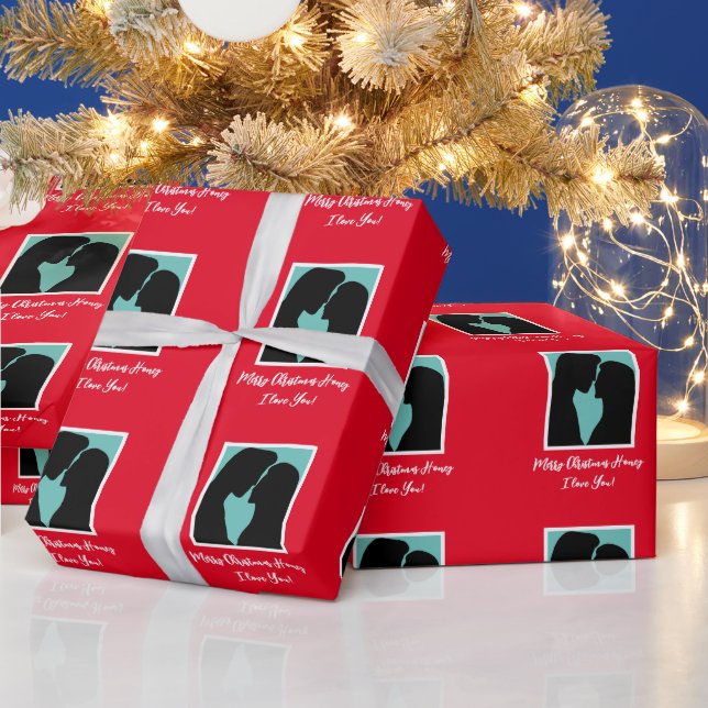 Romantiskt par silhouette personlig jul presentpapper (Helgdagar)