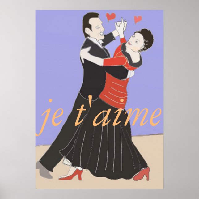 Romantiskt par som dansar i salong i färg poster (Framsidan)