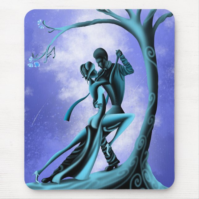 Romantiskt par som dansar tango blått musmatta (Framsidan)