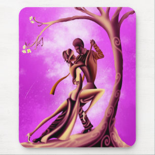 Romantiskt par som dansar tango rosa musmatta