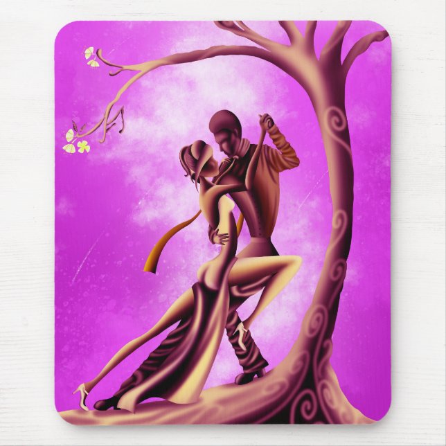 Romantiskt par som dansar tango rosa musmatta (Framsidan)