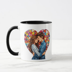 💖 Romantiskt Par Som Kramar Kärlekskvot Ges ☕ Mugg