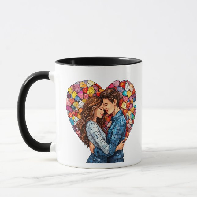 💖 Romantiskt Par Som Kramar Kärlekskvot Ges ☕ Mugg (Vänster)