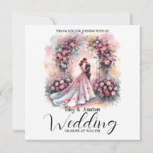 romantiskt par under blommigt Arch bröllop