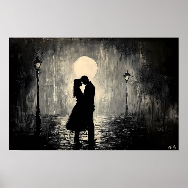 Romantiskt par under månljuset  poster (Framsidan)
