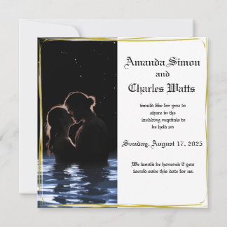 Romantiskt Par Vatten Save the Date Inbjudningar